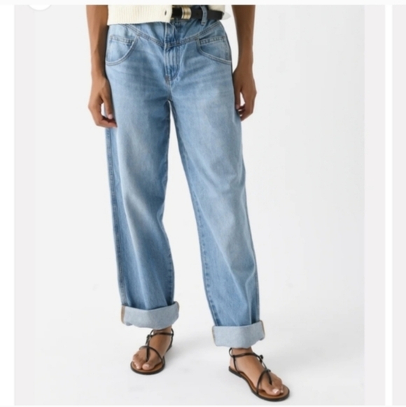 FRAME 90's Utility Loose Jeans Size 28 High Rise Roll Hems Or Straight Leg - Picture 6 of 15